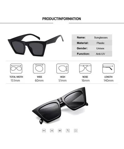 Women Vintage Square Sunglasses Oversized Eyewear Retro Summer Sun Shades UV400 Protection - Black Gray - CM199E630GO $6.66 R...