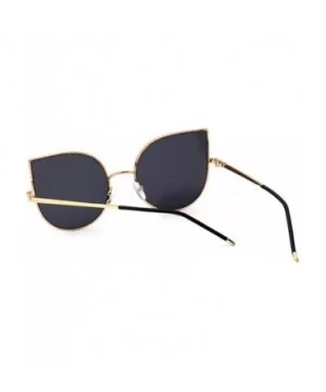 Cat Eye Women Fashion Designer Sunglasses Metal Frame Colored Lens - Black_smoke_lens - CZ12NYWECCH $7.93 Cat Eye