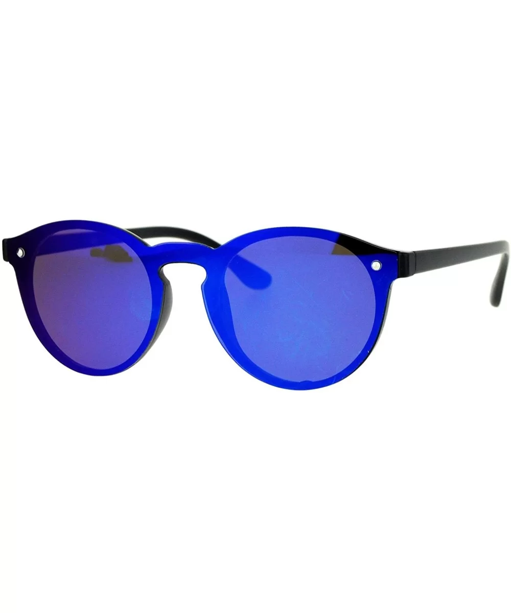 Rimless Style Sunglasses Round Oval Keyhole Frame Mirror Lens UV 400 - Black (Blue Mirror) - CC1875T6QT4 $9.44 Rimless