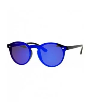 Rimless Style Sunglasses Round Oval Keyhole Frame Mirror Lens UV 400 - Black (Blue Mirror) - CC1875T6QT4 $9.44 Rimless