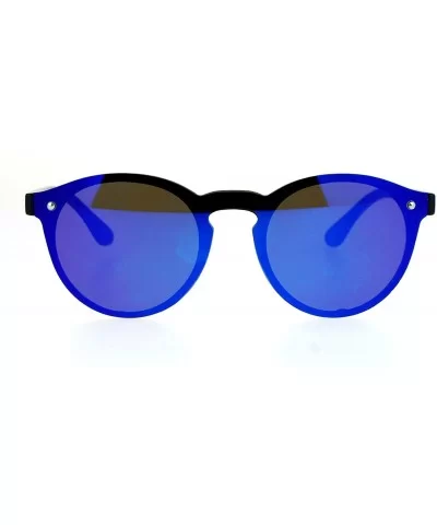 Rimless Style Sunglasses Round Oval Keyhole Frame Mirror Lens UV 400 - Black (Blue Mirror) - CC1875T6QT4 $9.44 Rimless