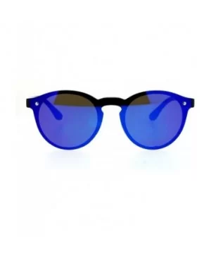 Rimless Style Sunglasses Round Oval Keyhole Frame Mirror Lens UV 400 - Black (Blue Mirror) - CC1875T6QT4 $9.44 Rimless