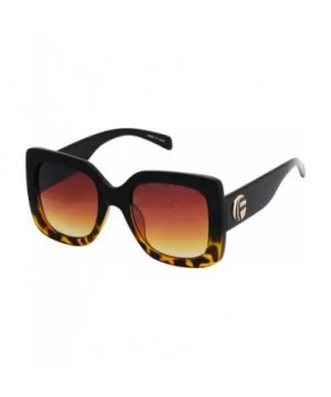 Oversize Square Sunglasses Women Multi Tinted Frame Fashion Modern Shades - Black-yellow Tortoise - CH18IC40SIQ $9.35 Oversized