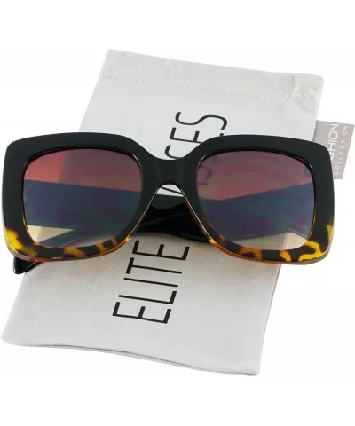 Oversize Square Sunglasses Women Multi Tinted Frame Fashion Modern Shades - Black-yellow Tortoise - CH18IC40SIQ $9.35 Oversized