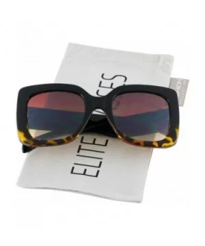 Oversize Square Sunglasses Women Multi Tinted Frame Fashion Modern Shades - Black-yellow Tortoise - CH18IC40SIQ $9.35 Oversized