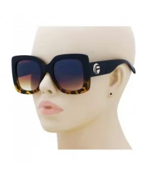 Oversize Square Sunglasses Women Multi Tinted Frame Fashion Modern Shades - Black-yellow Tortoise - CH18IC40SIQ $9.35 Oversized