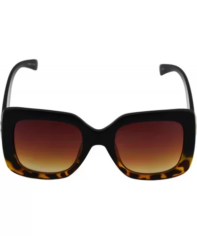 Oversize Square Sunglasses Women Multi Tinted Frame Fashion Modern Shades - Black-yellow Tortoise - CH18IC40SIQ $9.35 Oversized