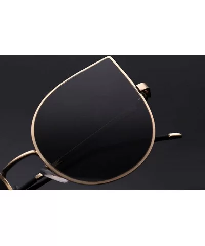 Cat Eye Women Fashion Designer Sunglasses Metal Frame Colored Lens - Black_smoke_lens - CZ12NYWECCH $7.93 Cat Eye