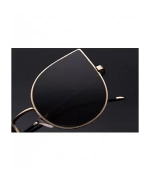 Cat Eye Women Fashion Designer Sunglasses Metal Frame Colored Lens - Black_smoke_lens - CZ12NYWECCH $7.93 Cat Eye