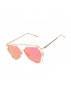 Sunglasses And Eyewear Twin-Beams Geometry Design Women Metal Frame Mirror Sunglasses Cat Eye Glasses - Red - C318N7GIR0Q $3....