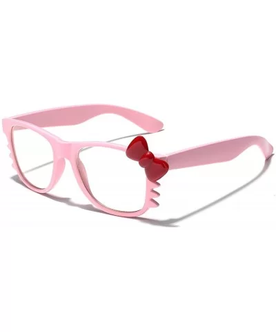 Non-Prescription Clear Lens Hello Kitty Bow Tie Women Girls Fashion Glasses - Pink - Red Bow Tie - CP11P3R0MDR $7.54 Wayfarer