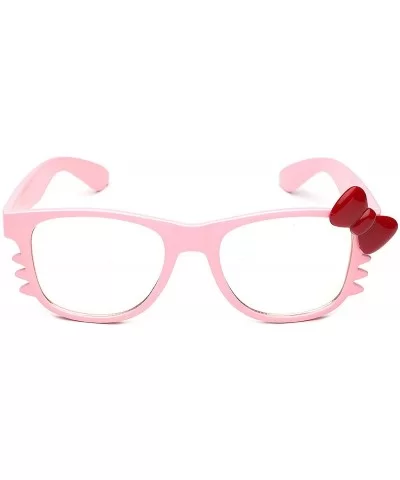 Non-Prescription Clear Lens Hello Kitty Bow Tie Women Girls Fashion Glasses - Pink - Red Bow Tie - CP11P3R0MDR $7.54 Wayfarer