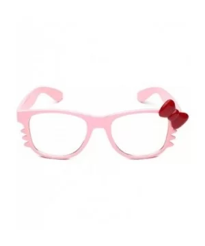 Non-Prescription Clear Lens Hello Kitty Bow Tie Women Girls Fashion Glasses - Pink - Red Bow Tie - CP11P3R0MDR $7.54 Wayfarer