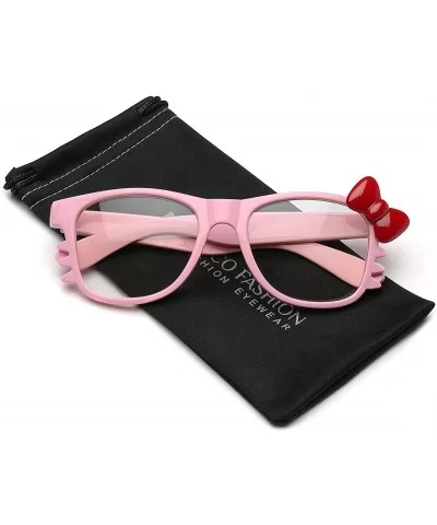 Non-Prescription Clear Lens Hello Kitty Bow Tie Women Girls Fashion Glasses - Pink - Red Bow Tie - CP11P3R0MDR $7.54 Wayfarer