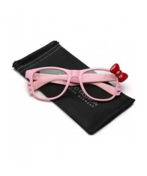 Non-Prescription Clear Lens Hello Kitty Bow Tie Women Girls Fashion Glasses - Pink - Red Bow Tie - CP11P3R0MDR $7.54 Wayfarer