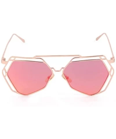 Sunglasses And Eyewear Twin-Beams Geometry Design Women Metal Frame Mirror Sunglasses Cat Eye Glasses - Red - C318N7GIR0Q $3....