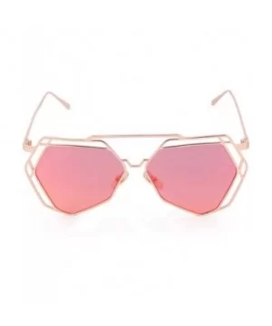 Sunglasses And Eyewear Twin-Beams Geometry Design Women Metal Frame Mirror Sunglasses Cat Eye Glasses - Red - C318N7GIR0Q $3....