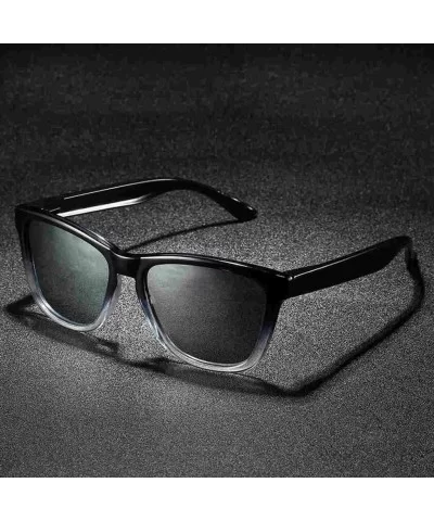 Sunglasses for Men and Women Classic Polarzied Composite Lens Square Driving Sun glasses - Gradient Black/Silver - C8196XW5ET...