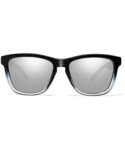 Sunglasses for Men and Women Classic Polarzied Composite Lens Square Driving Sun glasses - Gradient Black/Silver - C8196XW5ET...