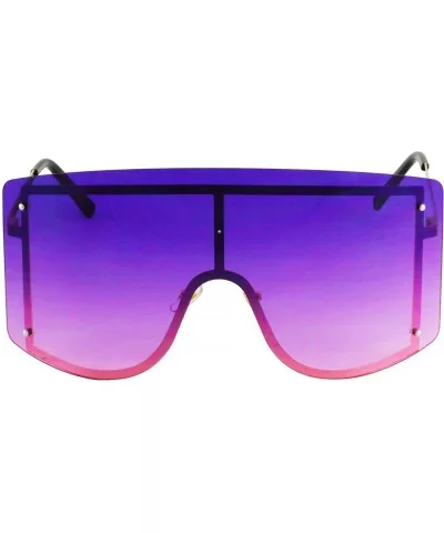 OVERSIZED VINTAGE RETRO Huge Big MASK SHIELD Half Face Owen Style SUNGLASSES - Purple - CU18TQOT7K2 $8.67 Oversized