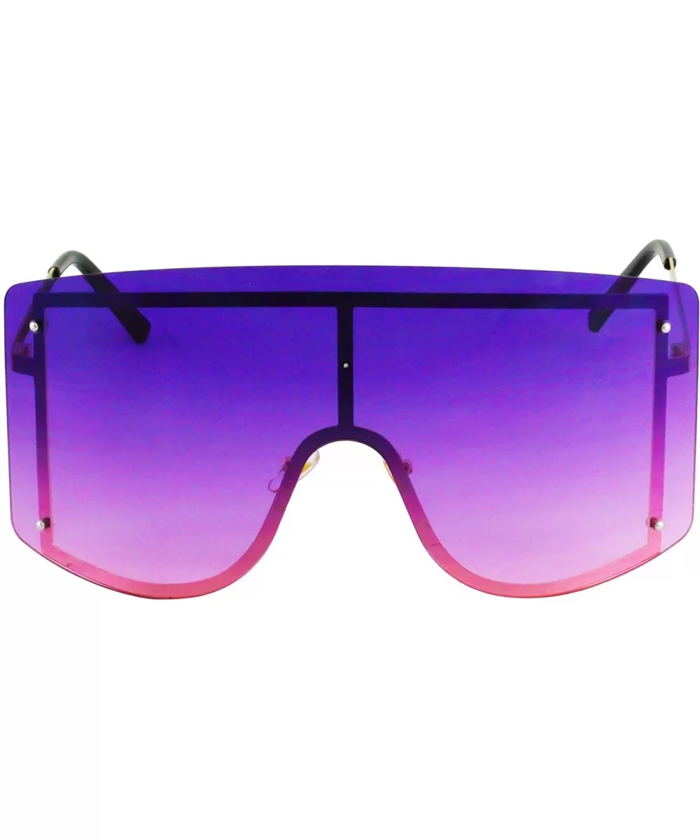 OVERSIZED VINTAGE RETRO Huge Big MASK SHIELD Half Face Owen Style SUNGLASSES - Purple - CU18TQOT7K2 $8.67 Oversized