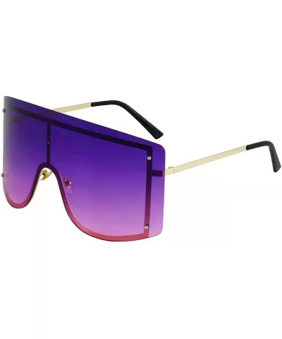 OVERSIZED VINTAGE RETRO Huge Big MASK SHIELD Half Face Owen Style SUNGLASSES - Purple - CU18TQOT7K2 $8.67 Oversized