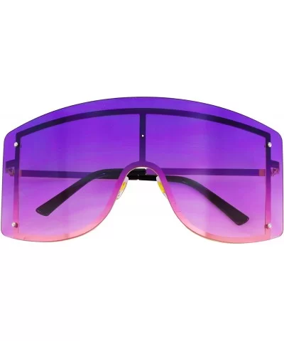 OVERSIZED VINTAGE RETRO Huge Big MASK SHIELD Half Face Owen Style SUNGLASSES - Purple - CU18TQOT7K2 $8.67 Oversized