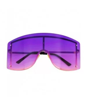 OVERSIZED VINTAGE RETRO Huge Big MASK SHIELD Half Face Owen Style SUNGLASSES - Purple - CU18TQOT7K2 $8.67 Oversized