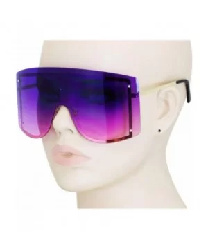 OVERSIZED VINTAGE RETRO Huge Big MASK SHIELD Half Face Owen Style SUNGLASSES - Purple - CU18TQOT7K2 $8.67 Oversized