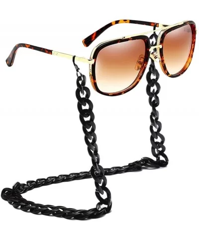 Neck Cord Strap Square Sunglasses Mens Outdoor Activities Keep Glasses On - Brown&black - CW18DC9IZCA $15.30 Square