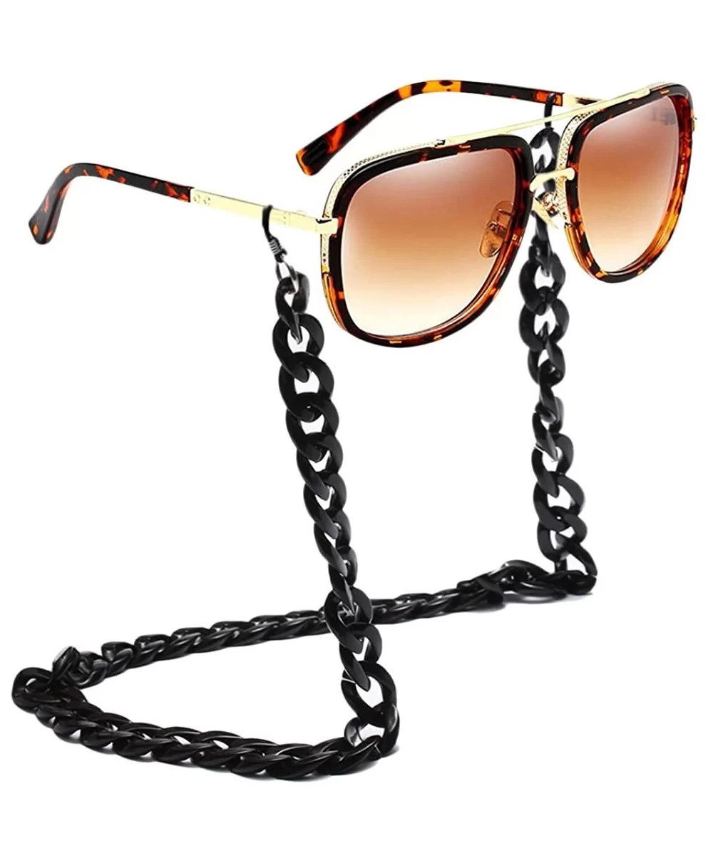 Neck Cord Strap Square Sunglasses Mens Outdoor Activities Keep Glasses On - Brown&black - CW18DC9IZCA $15.30 Square