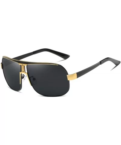 Polarized Square Sunglasses for Men Driving Fishing Golf Vintage Style UV Protection Alloy Frame - Golden - C418Z395ZZG $8.86...