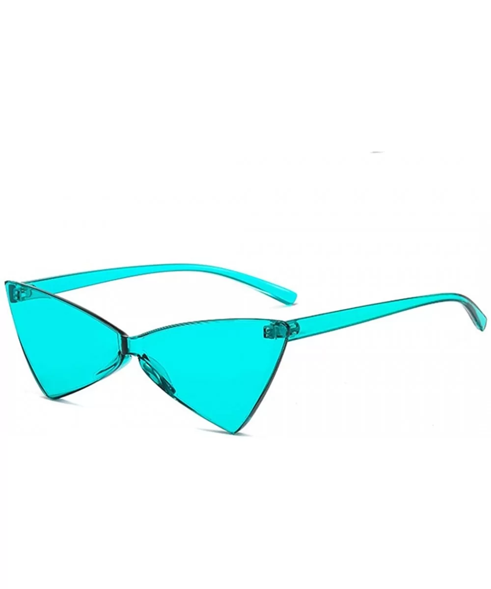 One Piece Rimless Tinted Sunglasses Women Men Clear Colored Cat Eye Triangle Sunglasses - Lake Blue - CD18QNUZSCI $9.30 Rimless