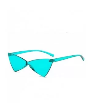 One Piece Rimless Tinted Sunglasses Women Men Clear Colored Cat Eye Triangle Sunglasses - Lake Blue - CD18QNUZSCI $9.30 Rimless