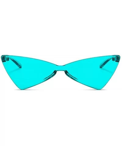 One Piece Rimless Tinted Sunglasses Women Men Clear Colored Cat Eye Triangle Sunglasses - Lake Blue - CD18QNUZSCI $9.30 Rimless