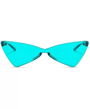 One Piece Rimless Tinted Sunglasses Women Men Clear Colored Cat Eye Triangle Sunglasses - Lake Blue - CD18QNUZSCI $9.30 Rimless