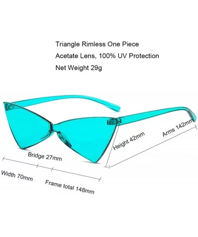 One Piece Rimless Tinted Sunglasses Women Men Clear Colored Cat Eye Triangle Sunglasses - Lake Blue - CD18QNUZSCI $9.30 Rimless