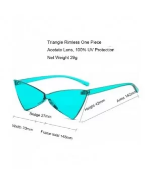 One Piece Rimless Tinted Sunglasses Women Men Clear Colored Cat Eye Triangle Sunglasses - Lake Blue - CD18QNUZSCI $9.30 Rimless