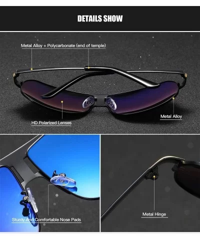 Polarized Square Sunglasses for Men Driving Fishing Golf Vintage Style UV Protection Alloy Frame - Golden - C418Z395ZZG $8.86...