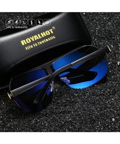 Polarized Square Sunglasses for Men Driving Fishing Golf Vintage Style UV Protection Alloy Frame - Golden - C418Z395ZZG $8.86...