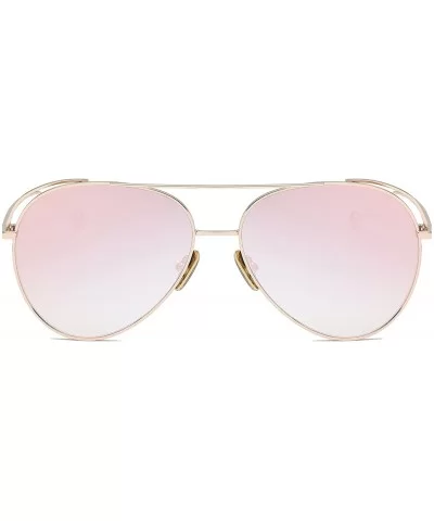 Ada Unisex Aviator Sunglasses Anti-UV Mirrored Lens Oversize Metal Frame-Gold Frame/Pink Lens - CZ180OX36DI $22.28 Aviator