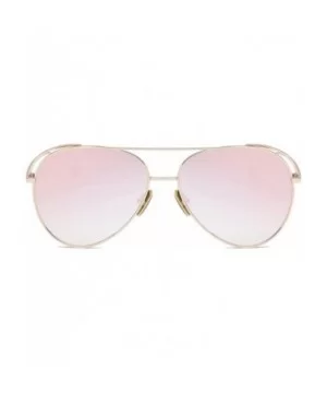 Ada Unisex Aviator Sunglasses Anti-UV Mirrored Lens Oversize Metal Frame-Gold Frame/Pink Lens - CZ180OX36DI $22.28 Aviator