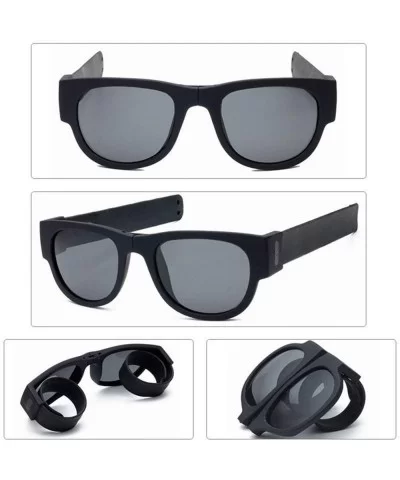 Fashion Creative Wristband Glasses Polarized Sunglasses Driving Goggles Snap Bracelet - Black - CG18UOEOON2 $9.97 Oversized