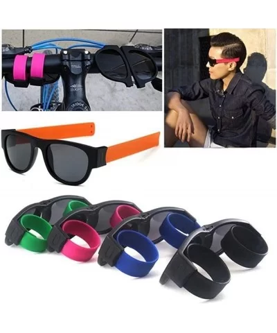 Fashion Creative Wristband Glasses Polarized Sunglasses Driving Goggles Snap Bracelet - Black - CG18UOEOON2 $9.97 Oversized