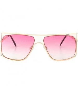 Oversize Frames Sunglasses for Women Unique Metal Frame Eyeglasse UV400 - C9 Gold Clear - CV198KTYCIA $11.03 Oversized