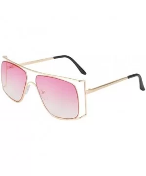 Oversize Frames Sunglasses for Women Unique Metal Frame Eyeglasse UV400 - C9 Gold Clear - CV198KTYCIA $11.03 Oversized