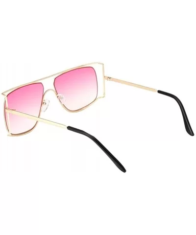 Oversize Frames Sunglasses for Women Unique Metal Frame Eyeglasse UV400 - C9 Gold Clear - CV198KTYCIA $11.03 Oversized