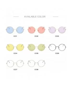 Women Round Sunglasses Fashion Vintage Metal Frame Ocean Sun Glasses Shade Oval Female Eyewear - Silv- C1198AHM95A $13.25 Ove...