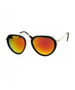 Womens Aviator Sunglasses Retro Fashion Double Frame Mirror Lens UV 400 - Black Gold (Orange Mirror) - CR17YE7X5G2 $8.00 Aviator