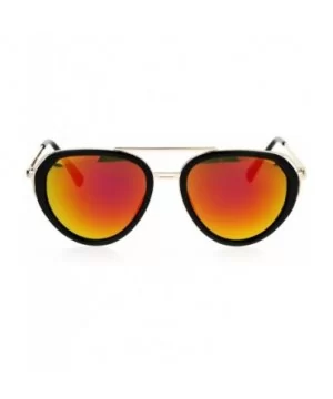 Womens Aviator Sunglasses Retro Fashion Double Frame Mirror Lens UV 400 - Black Gold (Orange Mirror) - CR17YE7X5G2 $8.00 Aviator